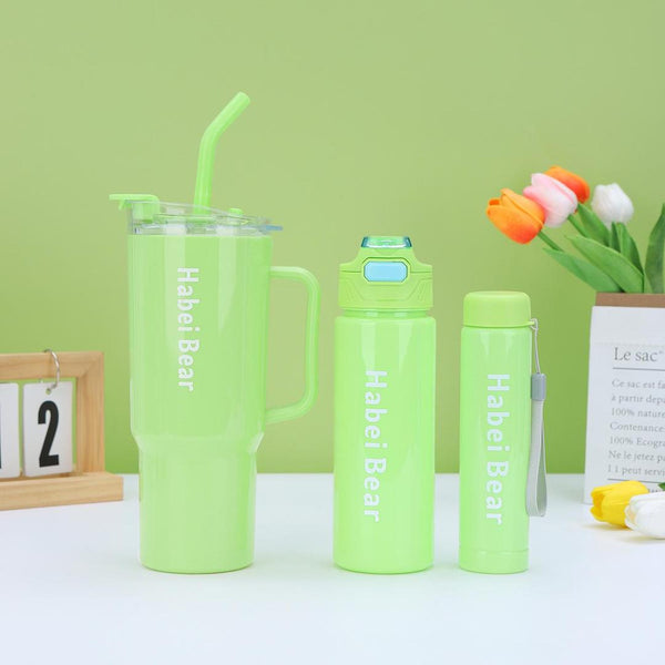 3-Piece Water Bottle Set with Built-In Straw